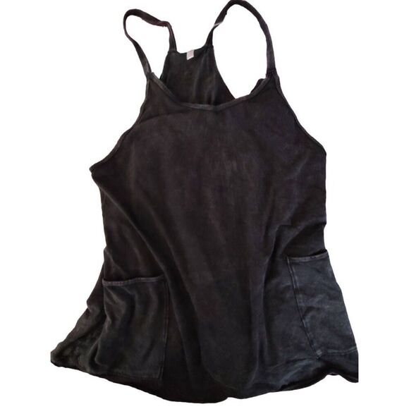FREE PEOPLE HOTSHOT MINI DRESS NWD WASHED BLACK SIZE MEDIUM MINOR DEFECT - Picture 1 of 5